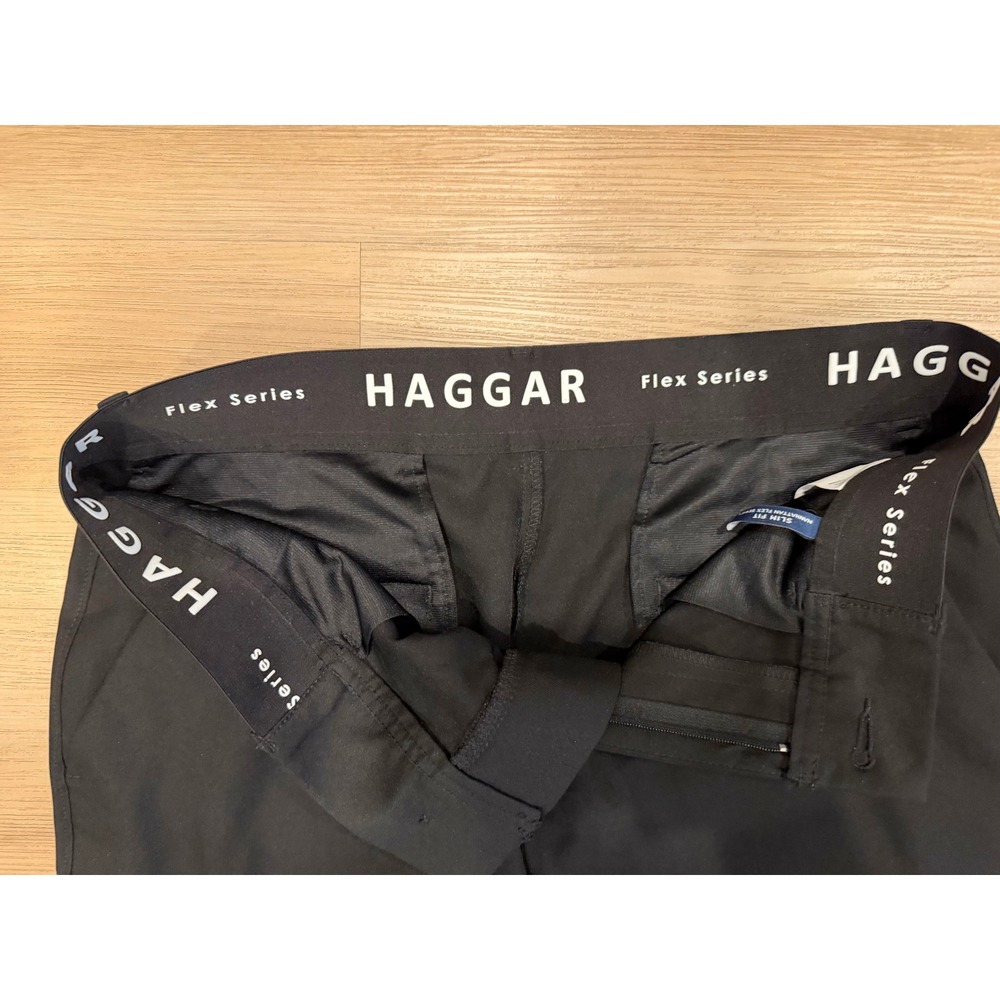 Men's Haggar Flex Series Black Dress Pants Slim Fit size 34x30 - Picture 3 of 8